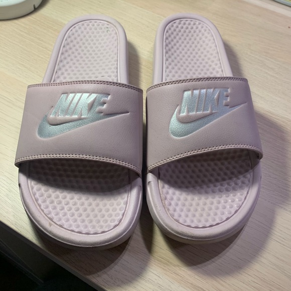baby pink nike slides